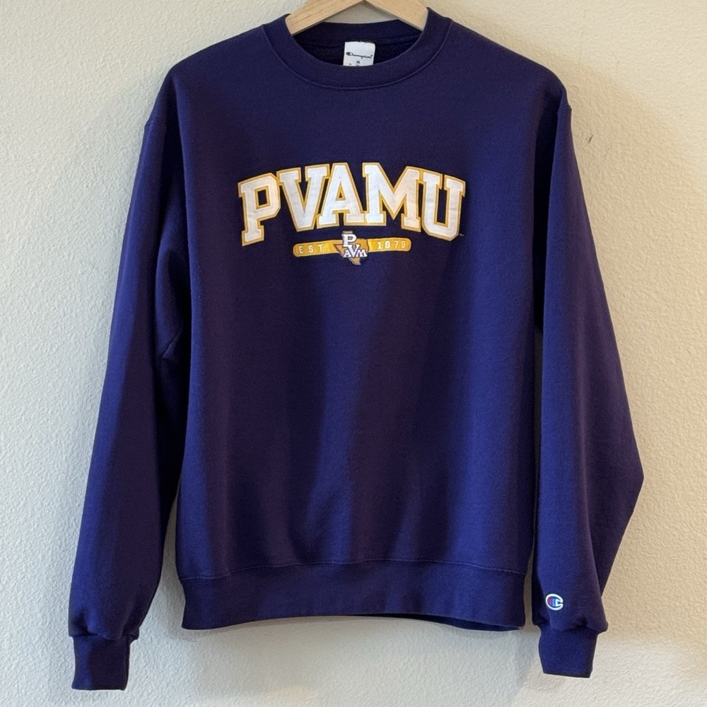 Champion PVAMU Prairie View A&M HBCU Panthers Crewneck Sweatshirt Purple M